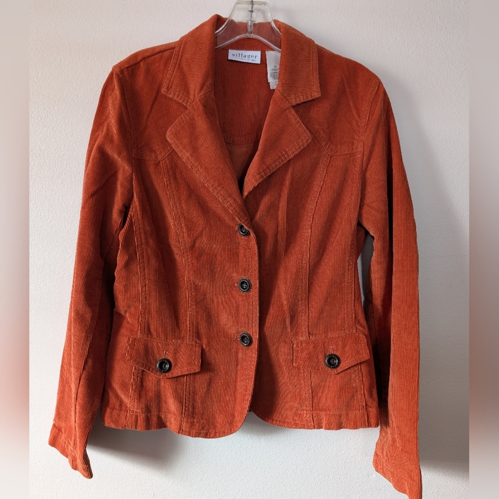 Villager Rust/Orange Corduroy Blazer Jacket 10/12